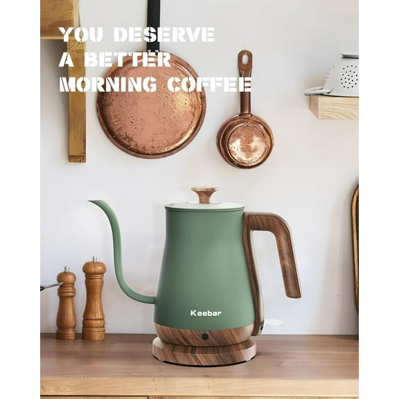 Gooseneck Electric Kettle Stainless Steel Pour Over Coffee Tea Maker 1000W Auto Shut Off 0.8L Matcha Green