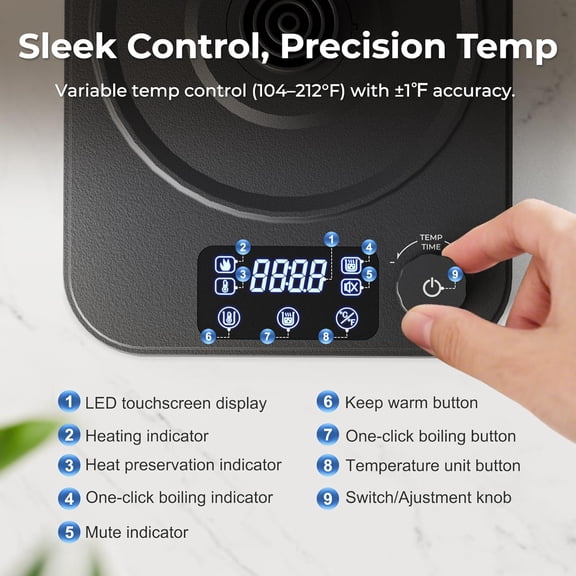 Gooseneck Electric Kettle with 1  F Precision Temp Control for Coffee and Tea Pour Over