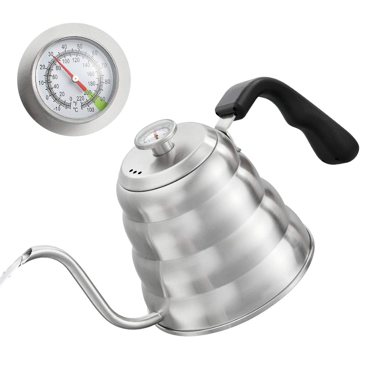 Gooseneck Kettle for Pour Over Coffee and Tea with Thermometer for
