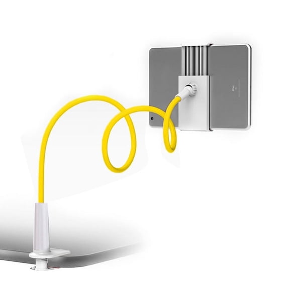 Gooseneck Phone Holder for Bed - Flexible 360 Adjustable Clamp Clip, Overhead Cell Phone Mount Stand for Desk, Yellow