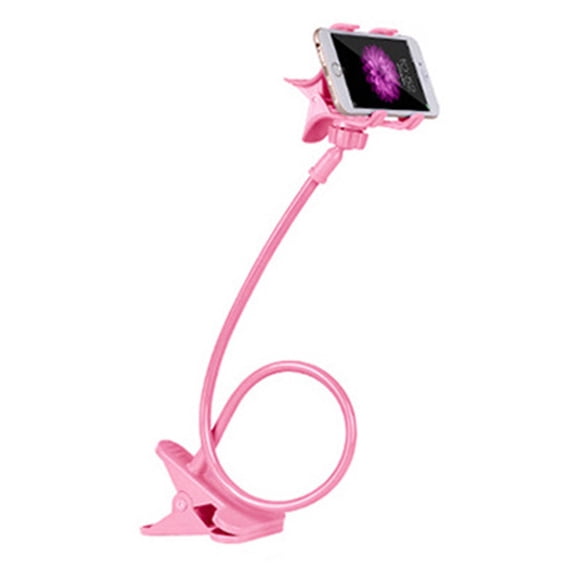 Gooseneck Phone Stand Long Arm Flexible Cell Phone Holder With Fixed Clip Hands-Free Lazy Bracket(Pink)