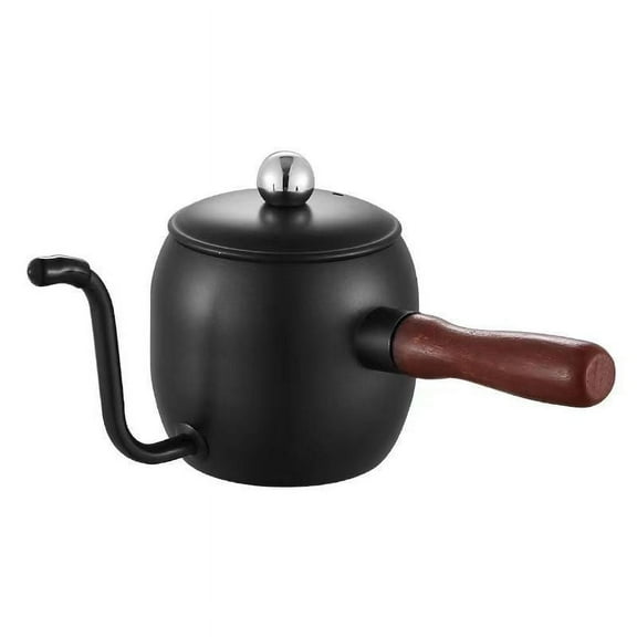 Gooseneck Pour Over Coffee Kettle with Wooden Handle, Stovetop Greek Coffee Pot,Stainless Steel,18oz / 500ml,Medium
