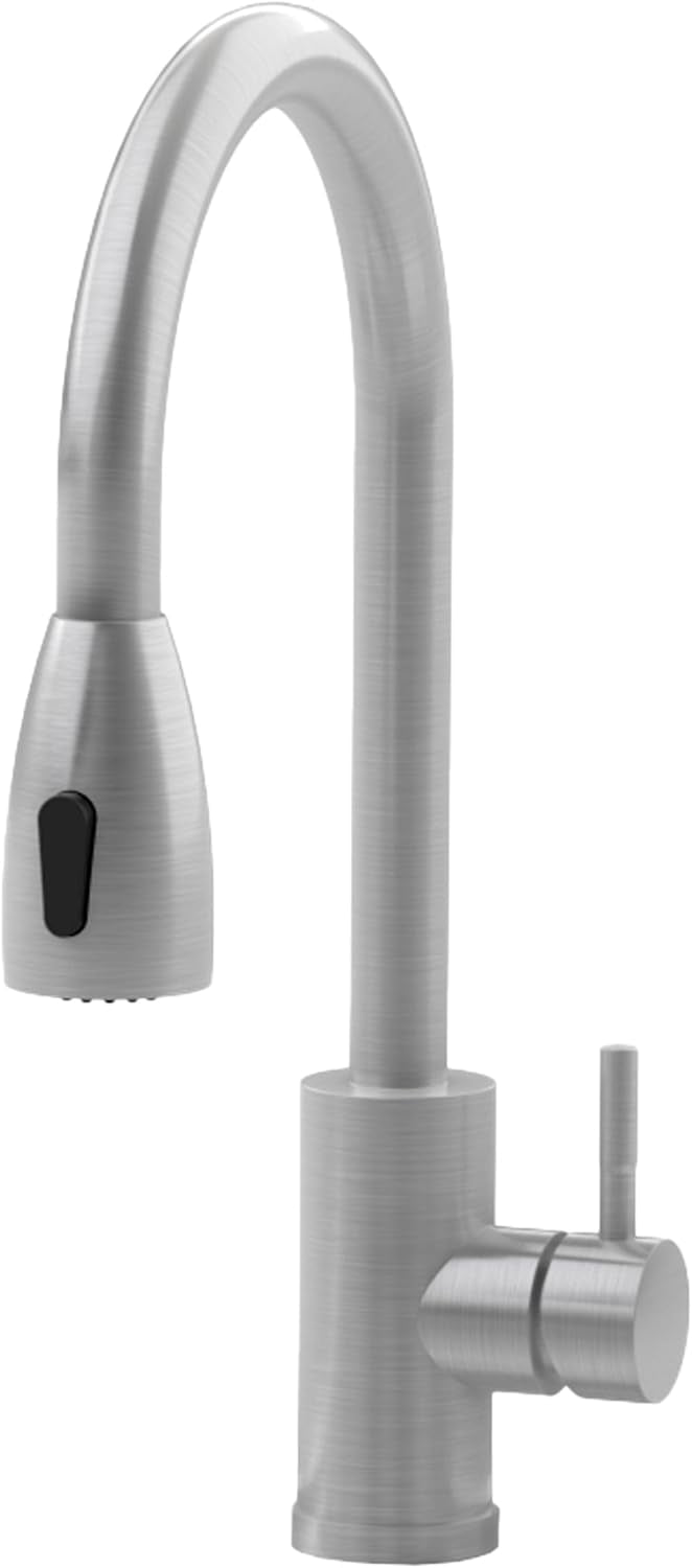 Gooseneck Utility Sink Faucet with Sprayer StainlessSteel Faucets with Pull Down Sprayer for