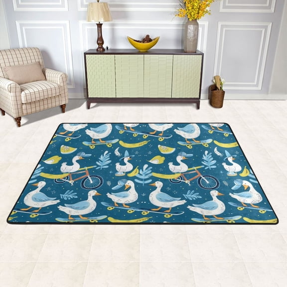 Gooses Leaves Area Rug Washable 72 x 48 Floor Carpet Mat Non Slip for Bedroom Living Room Kids Room Home Decor