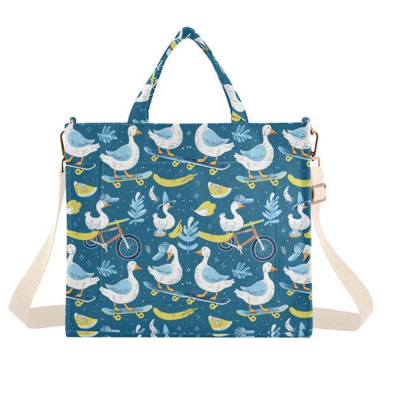 Gooses Leaves Corduroy Tote Bag Handbag Large Messenger Bag Shoulder Crossbody Zipper Bag Purse