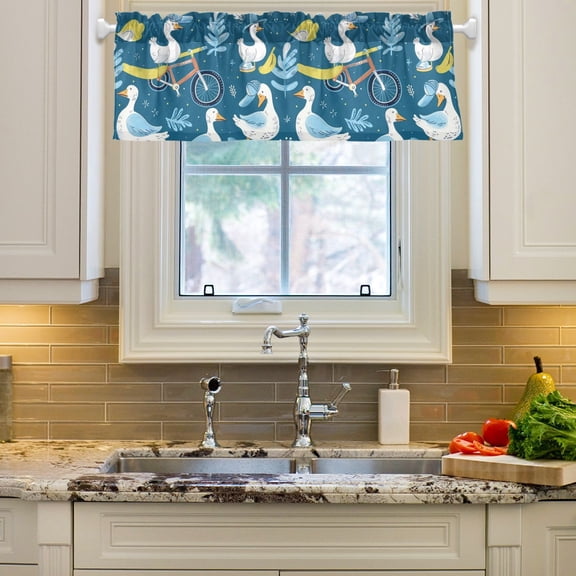 Gooses Leaves Curtain Valances Farmhouse Design Window Treatment Decor Blackout Rod Pocket for Windows Living Room Kitchen 54" x 18"