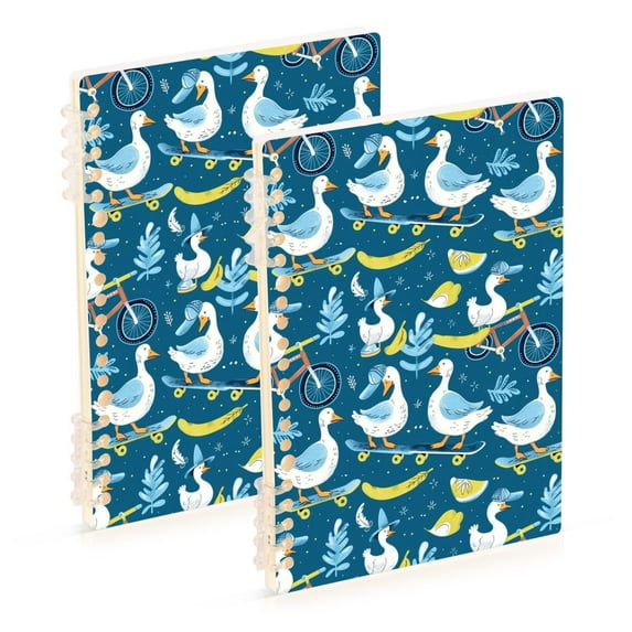 Gooses Leaves Ring Binder Notebook Journey Note Diary College Ruled Spiral Notebook Study Loose Leaf Paper A5 60 Pages
