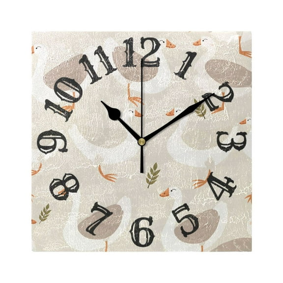 Gooses Wall Clock Square Silent Non Ticking Battery Operated Clock for Home Bathroom Kitchen Bedroom Living Room