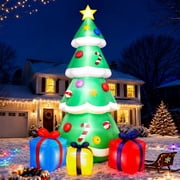 Goosiay 10FT Christmas Inflatables Tree with Built-In LED Lights and Gift Boxes, Giant Xmas Blow Up Tree Yard Decoration for Outdoor Yard Garden Lawn Decor,Green