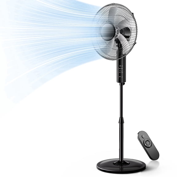 Goosiay 16" Oscillating Pedestal Fan with Remote Control, 10H Timer Stand up Fan, Ultra Quiet Fan for Bedroom Home Office
