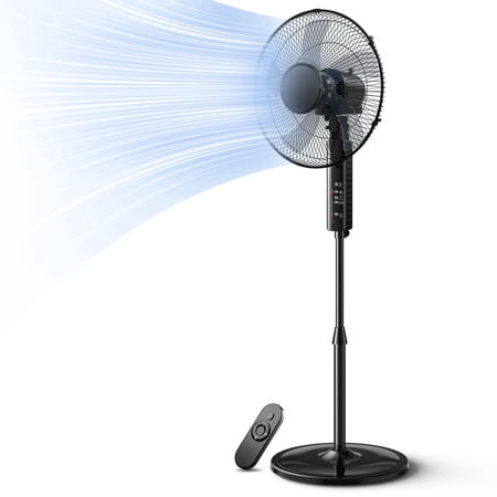 Goosiay 16" Oscillating Pedestal Fan with Remote Control, 10H Timer Stand up Fan, Ultra Quiet Fan for Bedroom Home Office