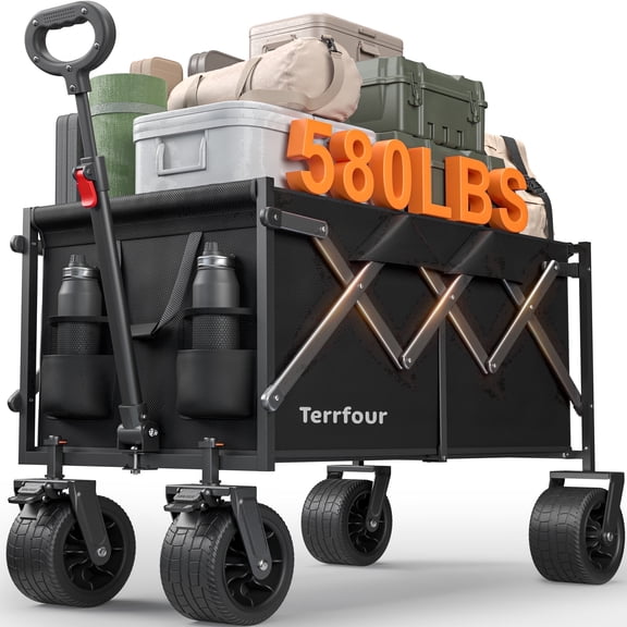 Qunler 560lbs Large Collapsible Folding Wagon with Oversized Tank ...