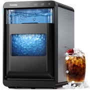 Goosiay Nugget Ice Maker Countertop, 44lbs per Day Portable Pebble Sonic Ice Machine with Soft Chewable Ice for Home, Kitchen, Office, RV, Camping, Stainless Steel, Black