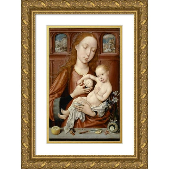 Goossen Van Der Weyden 17x24 Gold Ornate Framed and Double Matted Museum Art Print Titled - The Nursing Madonna