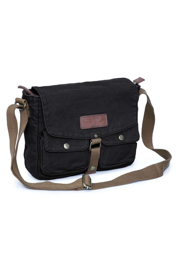 Canvas Messenger Bag Vintage Crossbody Shoulder Bag Military Satchel, Black