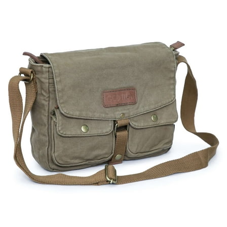Gootium Canvas Messenger Bag Vintage Crossbody Shoulder Bag Military Satchel, Green