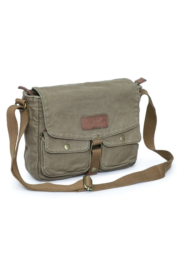 Canvas Messenger Bag Vintage Crossbody Shoulder Bag Military Satchel, Green