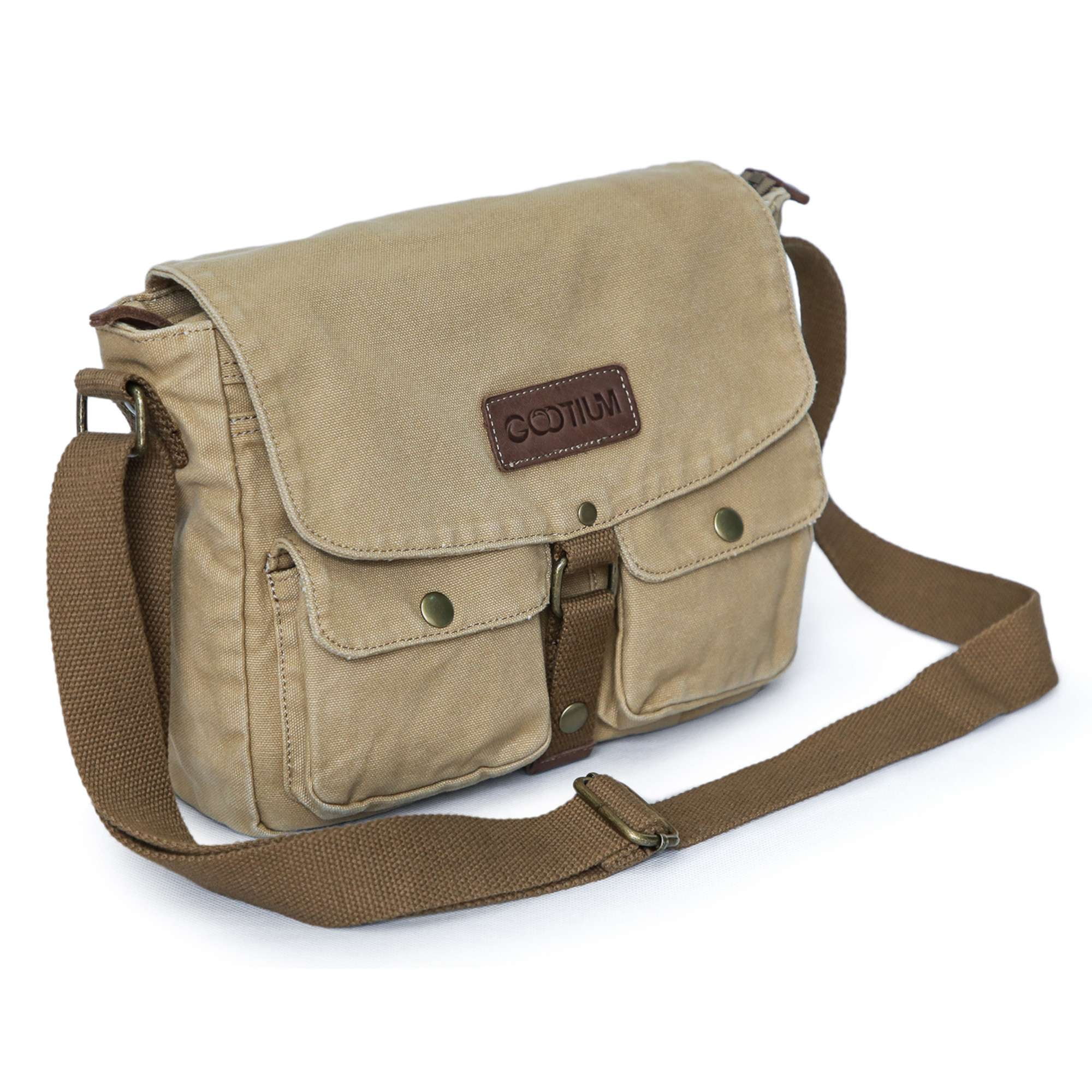 Gootium Canvas Messenger Bag Vintage Crossbody Shoulder Bag Military Satchel Khaki Walmart