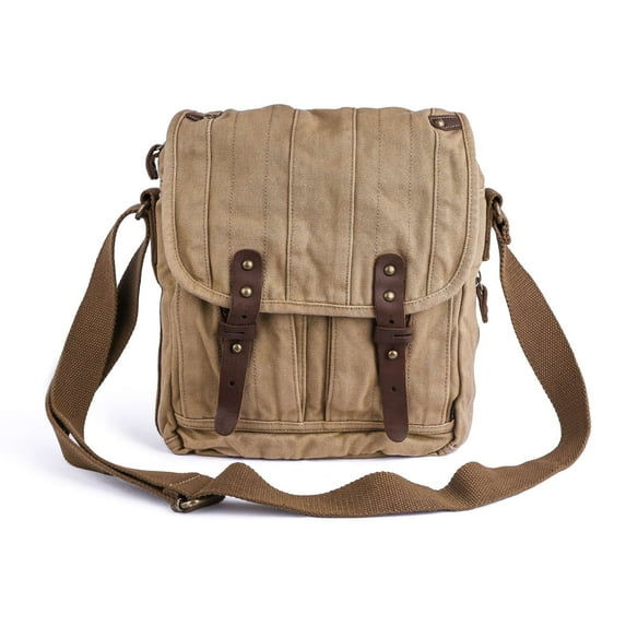 Gootium Messenger Bag Small Canvas Shoulder Bag Vintage Satchel Cross Body Purse, Khaki