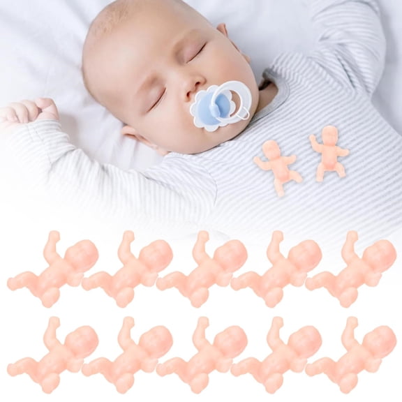 Goowood 10PCS Mini Plastic Babies Realistic Tiny Baby Figurines for King Cake Mardi Gras Decorations and Baby Shower My Water Broke Games