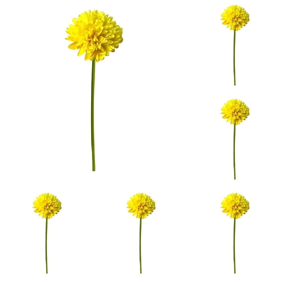 Goowood 10pcs Yellow Artificial Dandelion Chrysanthemum Flowers Silk Hydrangea Bridal Wedding Bouquet for Home Kitchen Garden Decor
