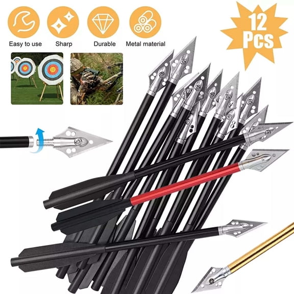 Goowood 12PCS 6.7 Inch Aluminum Mini Crossbow Bolts with Sharp Broadhead Tips for 50-80lbs Pistol Crossbows Precision Hunting Archery