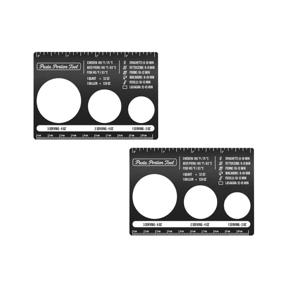 Goowood 2 Pcs Black Kitchen Ruler Pasta Measuring Card Baking Supplies Portion Tool New Home Apartment Essentials