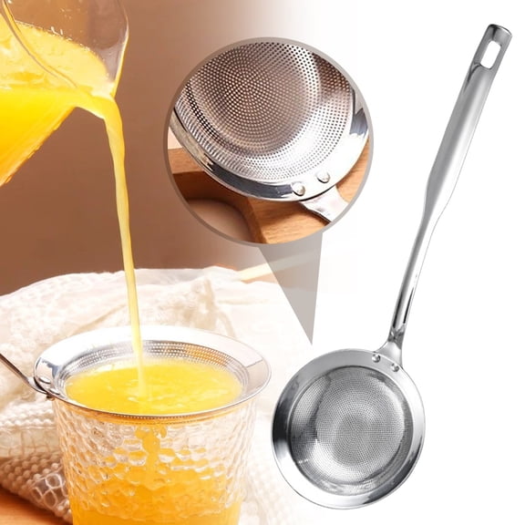 Goowood 304 Stainless Steel Fine Mesh Strainer Skimmer Spoon Durable Sieve Colander with Handle for Cooking Oil Soup Tea Baking