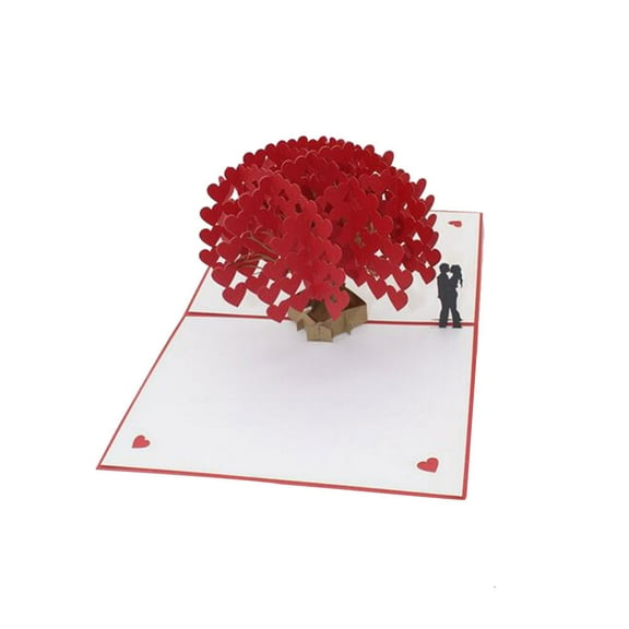Goowood 3D Pop Up Valentines Day Card Romantic Handmade Greeting Card for Wife and Anniversary with Flowers 1 piece