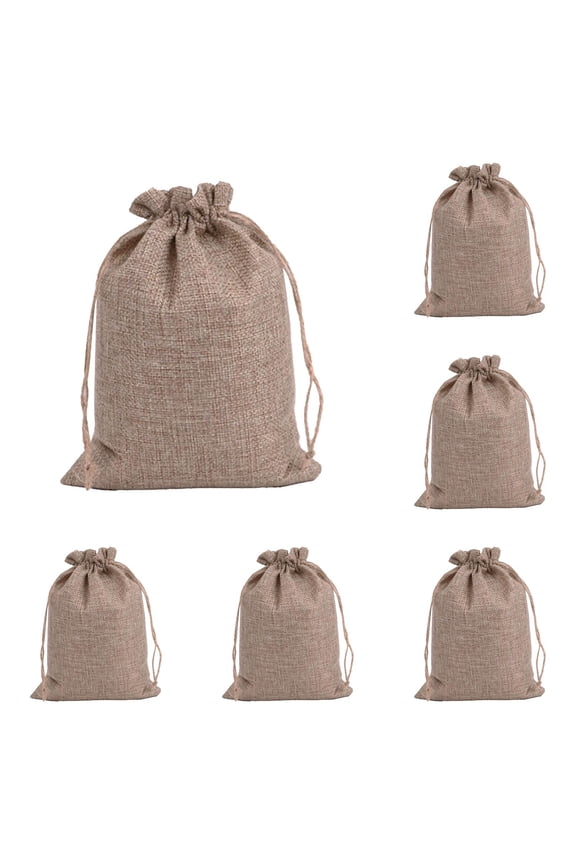 6pc Linen Bread Bags for Homemade Bread with Drawstring Closure Natural Canvas Storage Bags for Blanket Sheet and Bedding 6 Pack