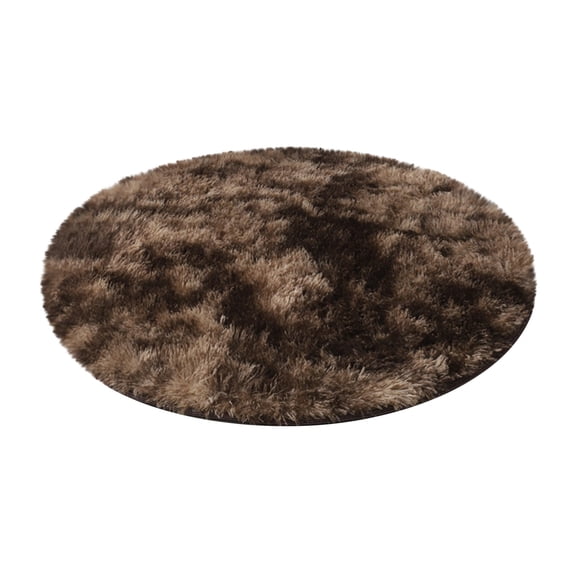 Goowood 80cm Round Fluffy Area Rug Coffee Brown Ultra Soft Plush Shag Circle Carpet Non Slip Non Shedding High Density Locking Backing for Bedroom Living Room Entryway Home Decor