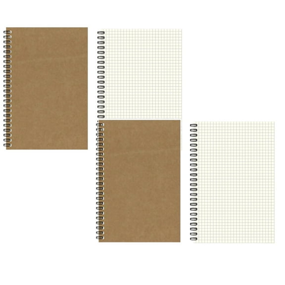 Goowood A5 Spiral Notebook Journal 2 Pack with 100GSM Thick Paper College Ruled Notebooks for Work Writing Study Brown Cover 50 Sheets