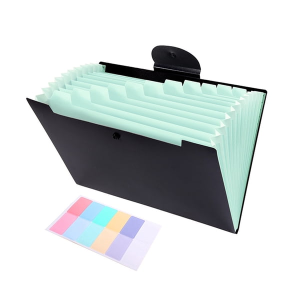 Goowood Accordion File Organizer Expanding File Folder With 12 Pockets Portable Receipt Paper Bill Document Organizer Letter/ Size Filing Folder School Black Office&Craft&Stationery Tools Series