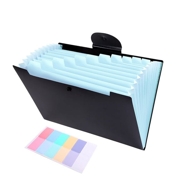 Goowood Accordion File Organizer Expanding File Folder With 12 Pockets Portable Receipt Paper Bill Document Organizer Letter/ Size Filing Folder School Black Office&Craft&Stationery Tools Series