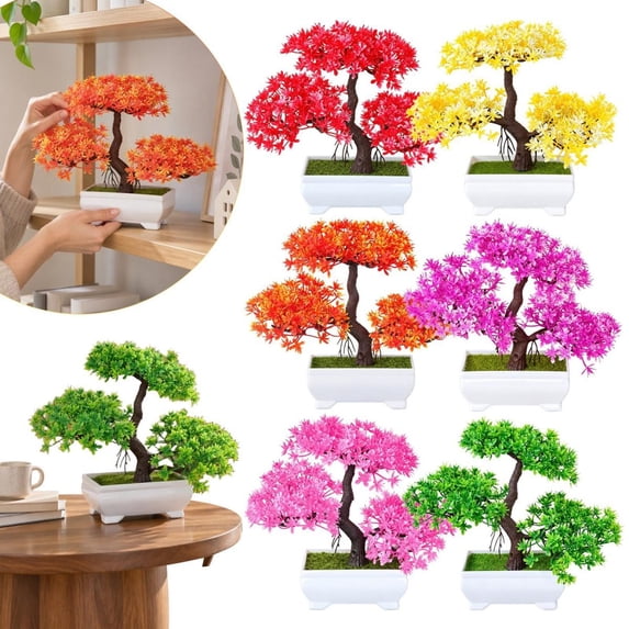 Goowood Artificial Bonsai Tree 9.4 Inch Potted Cedar Bonsai Small ...