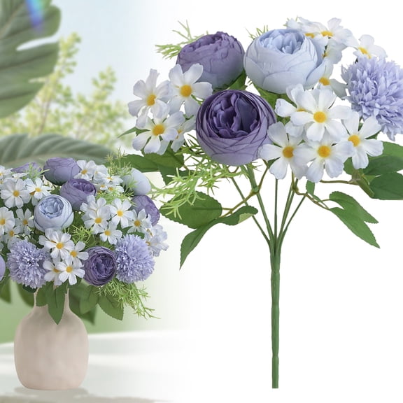 Goowood Artificial Flowers Fake Flowers Table Centerpieces for Dining Room Decor Realistic Chrysanthemum Rose Bouquet Home Decor Indoor