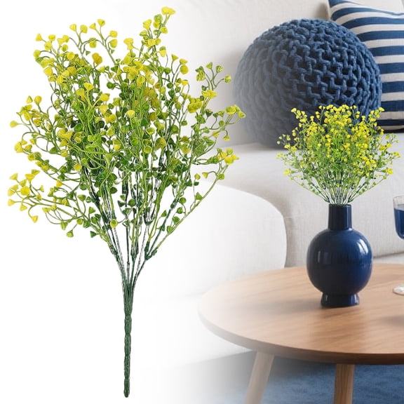 Goowood Artificial Flowers Fake Plants Faux Geraniums Realistic Greenery for Wedding Garden Porch Patio Kitchen Dining Table Home Decor - Yellow, 1 pack