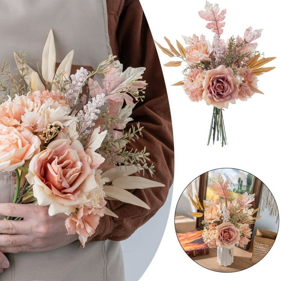 Goowood Artificial Flowers Silk Rose Bouquet Set with Stems for Wedding Decorations Fake Roses Flower Arrangement for Table Centerpiece