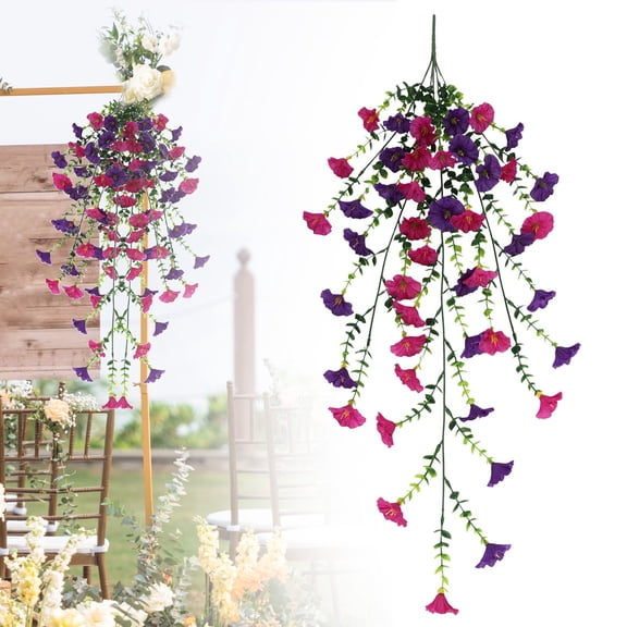 Goowood Artificial Morning Glory & Violet Vine Garland 30.3 X 7. Flower Hanging Vine Outdoor Spring Decor For Wedding Arch Garden & Home Decoration