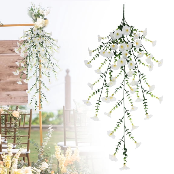 Goowood Artificial Morning Glory & Violet Vine Garland 30.3 X 7. Flower Hanging Vine Outdoor Spring Decor For Wedding Arch Garden & Home Decoration