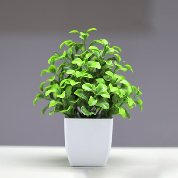Goowood Artificial Potted Plants Mini Fake Greenery in Pot for Tabletop Decor Lifelike Small Faux Peperomia Bonsai for Home and Office