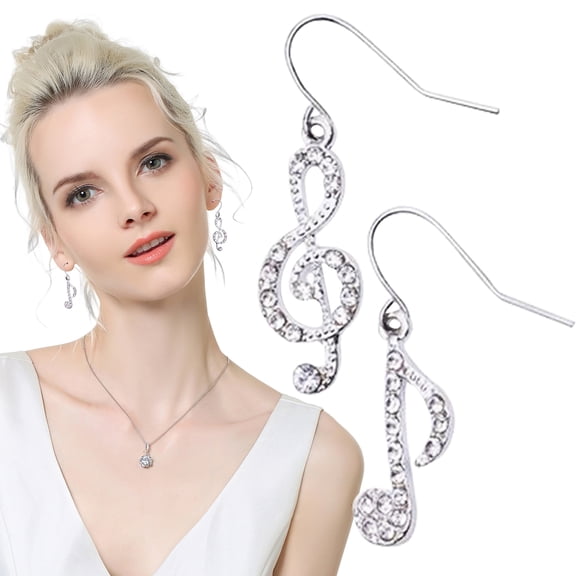 Goowood Asymmetric Music Note Stud Earrings Sparkling Treble Clef Dangle Jewelry Musical Accessories Gifts for Women Music Lovers Party