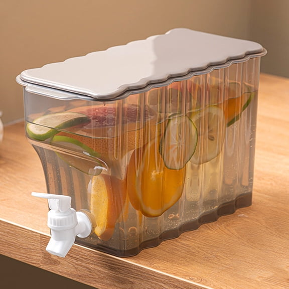 Goowood Beverage Dispenser for Fridge with Spigot 1 pack Portable Cold Kettle Juice Jar Heat Resistant Plastic Drink Bucket