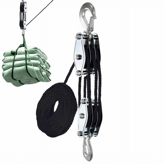 Goowood Block and Tackle Pulley System Heavy Duty Rope Hoist 1100lb Load Capacity 6:1 Lifting Power for Animal Husbandry and Construction