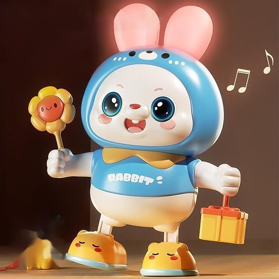 Goowood Bunny Tummy Time Toys for Infants Interactive Dancing Rabbit Toy with 48 Songs and Lights Singing Musical Baby Gifts for Toddlers
