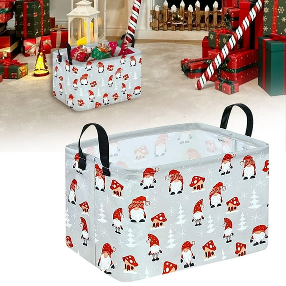 Goowood Christmas Basket: Versatile Holiday Storage Box & Clothes Organizer for Snacks, Gifts, and Desktop Christmas Gift BasketsB