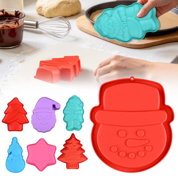 Goowood Christmas Silicone Mold Set, Tree Star Snowman Santa Hat Gourd ...