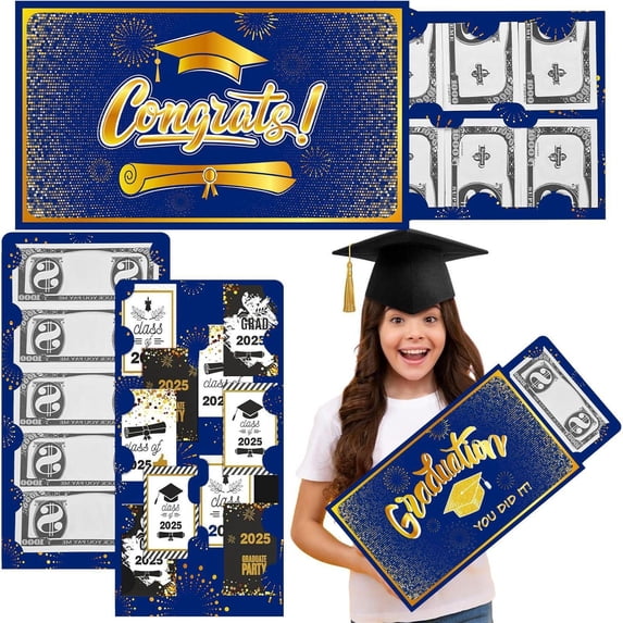 Goowood Class of 2026 Graduation Money Holder Card Large Blue Graduation Envelope Card for Congratulations Graduation Party Decorations
