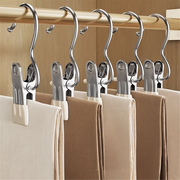 Goowood Clothes Pins Hanger Clips for Laundry Stainless Steel Boot Hanger Clips Portable Drying Rack for Socks Towels Underwear 10 Pack