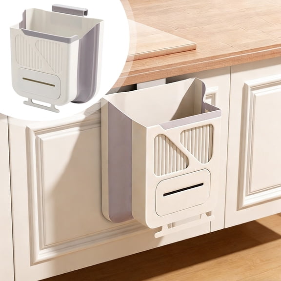 Goowood Collapsible Hanging Trash Can Kitchen Cabinet Door Waste Bin Folding Garbage Basket with Bag Storage for RV Camper Bathroom Home
